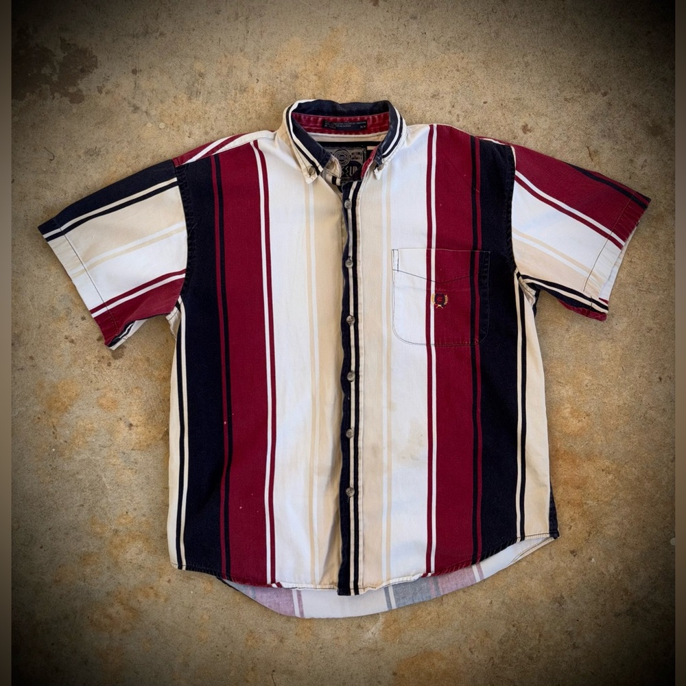 Vintage Coliseum Striped Shortsleeve Shirt Medium